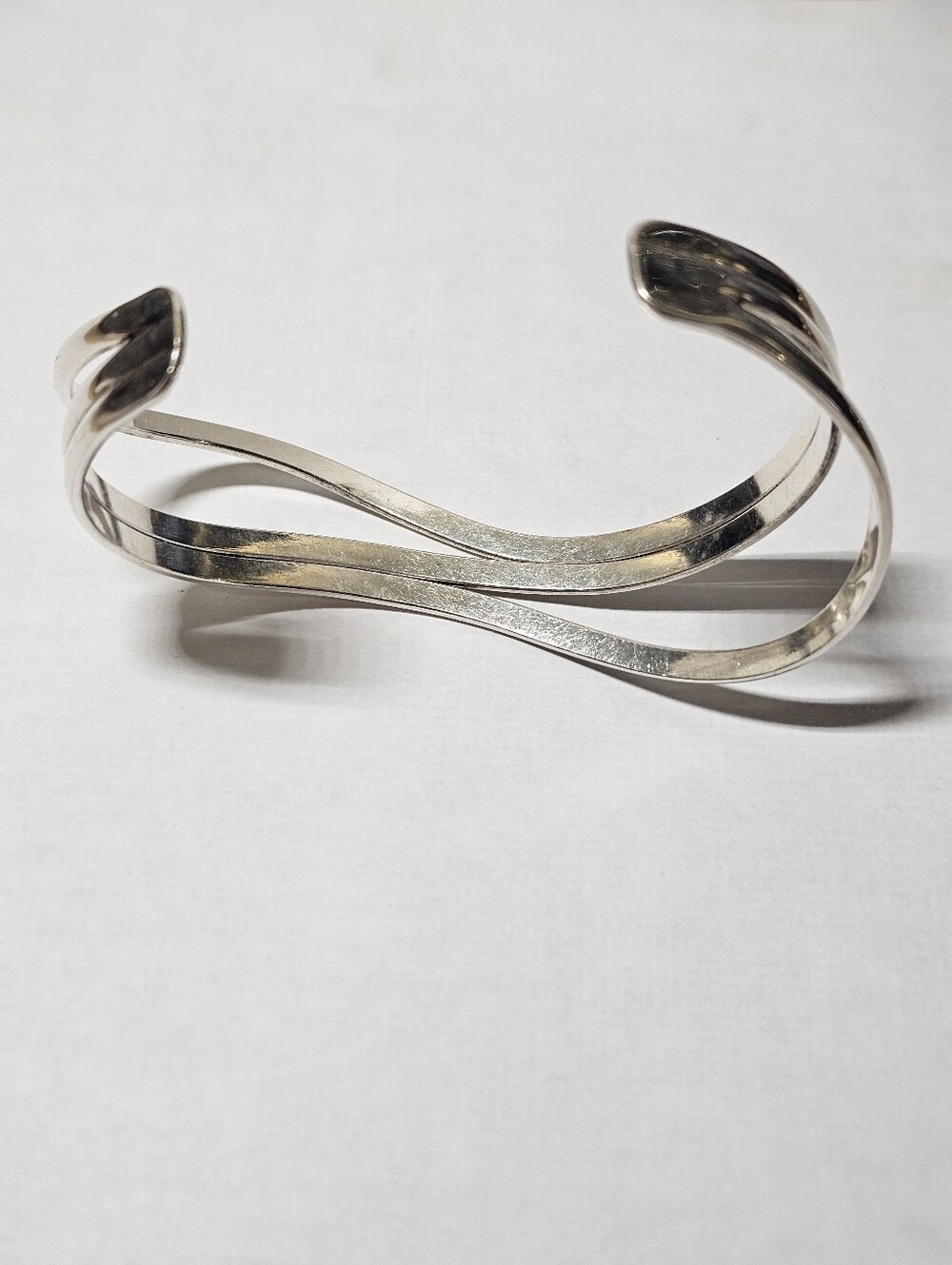 Vintage Sterling Silver 925 Wave Cuff Bracelet Usa Made View 2